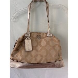 Coach Optic Metallic Bronze Satchel Handbag Purse Shoulder Bag Designer‎